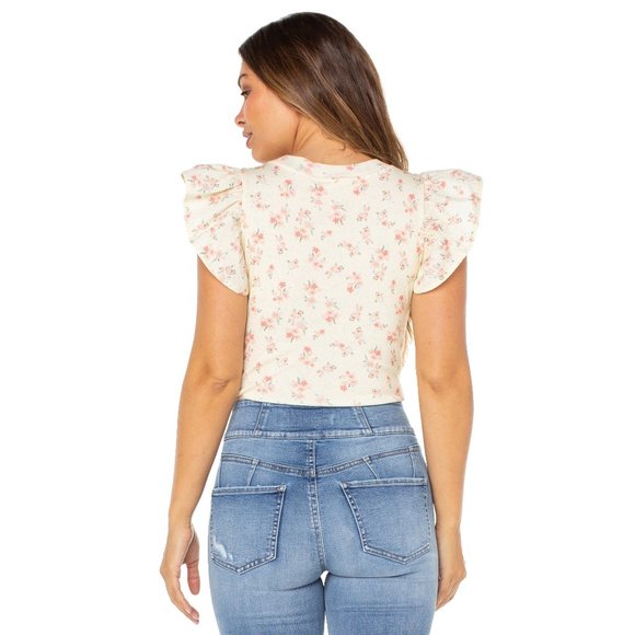 Celebrity Pink Juniors Flutter Sleeve Bodysuit - Picture 2 of 4